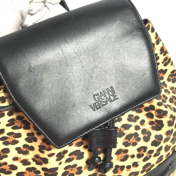 VERSACE vintage leopard backpack bag Backpack PVC / Leather yellow/Black main image 15